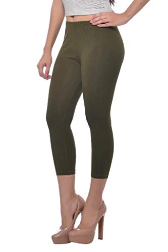 Image of Frenchtrendz Women's Cotton Spandex Stretchable Mid Rise Slim Fit Legging Capris (XS-4XL)