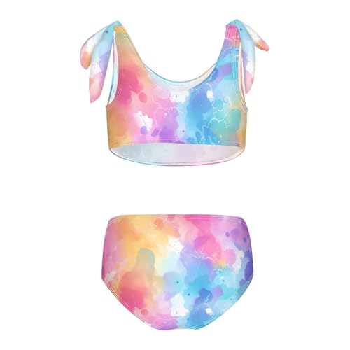 KLL Rainbow Gradient Girls' 2 Piece Bikini Sets Quick-Dry Swimsuit Swimming Suits Cute Shoulder Strap2