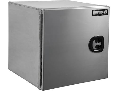 Image of Buyers Products 1705395 Pro Series 18x18x18 Smooth Aluminum Underbody Truck Tool Box, Single Barn Door, Compression Latch, 0.125 in Thick, Rain Gutter & Bulb Seal, Bolt-On Stainless Hinge