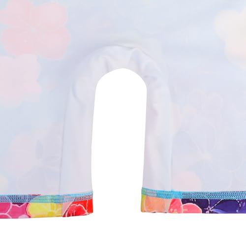 Image of TFJH E Short Sleeve Girls Swimsuits UV 50+ One Pieces Zipper 2-14Y | From beach vacations and pool parties to cruises and water parks, this colorful floral swimsuit is her summer favorite