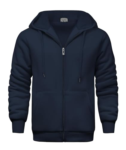 Herren Strickjacke Mit Kapuze - Fleece Gefütterte Winterjacke Mit Reißverschluss