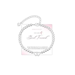 Best Friend Bracelet Gifts Sterling Silver Beads Friendship Bracelets Hearts Link Jewellery Birthday Gifts for Friend