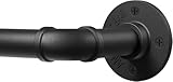 DEFYNEE Curtain Poles for Eyelet Curtains, 80-305cm Black Curtain Pole Metal 25mm Diameter Adjustable Industrial Curtain Rod, Indoor/Outdoor Curtain Rails for Bedroom, Living room, Office
