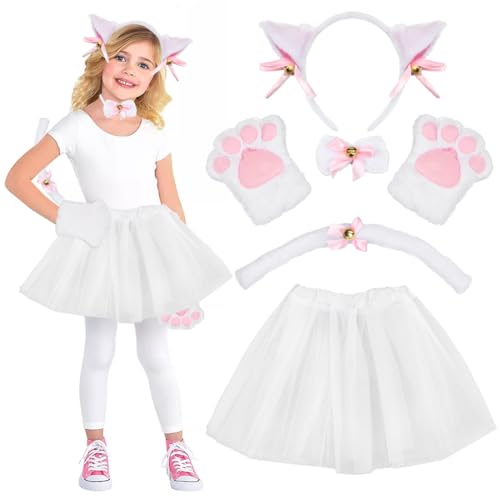 Meleager Katzenkostüm Mädchen, 6 Stück Weißes Katzen Kostüm...