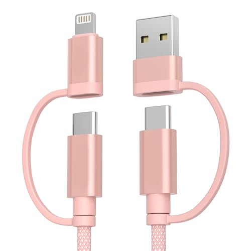 Basesailor para MacBook Pro Cable USB C Múltiple 1M,4 en 1 Cable Tipo C Carga Rápida con USB A/Lightning Adaptador de Carga Rápido para Samsung Galaxy S8 S9 S10E S21 S22,Note 10 20,MacBook 2024 2023