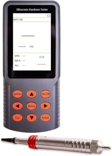 Ultrasonic Hardness Meter Ultrasonic Hardness Tester Durometer with Test Force 9.8N Maximum Test Surface Roughness Ra<3.2μm Scale HV HRC HRA HRB HBW for Thin-Walled Workpiece Tooth Flanks Pipeline