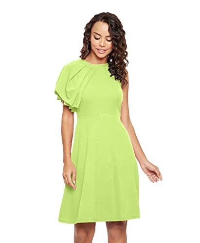 Image of Uptownie Lite Women's Stretchable Solid Fit & Flare Skater High Neck Knee-Length Dress