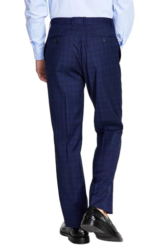 Calvin Klein Mens Slim Fit Plaid Suit Pants Blue 32/302