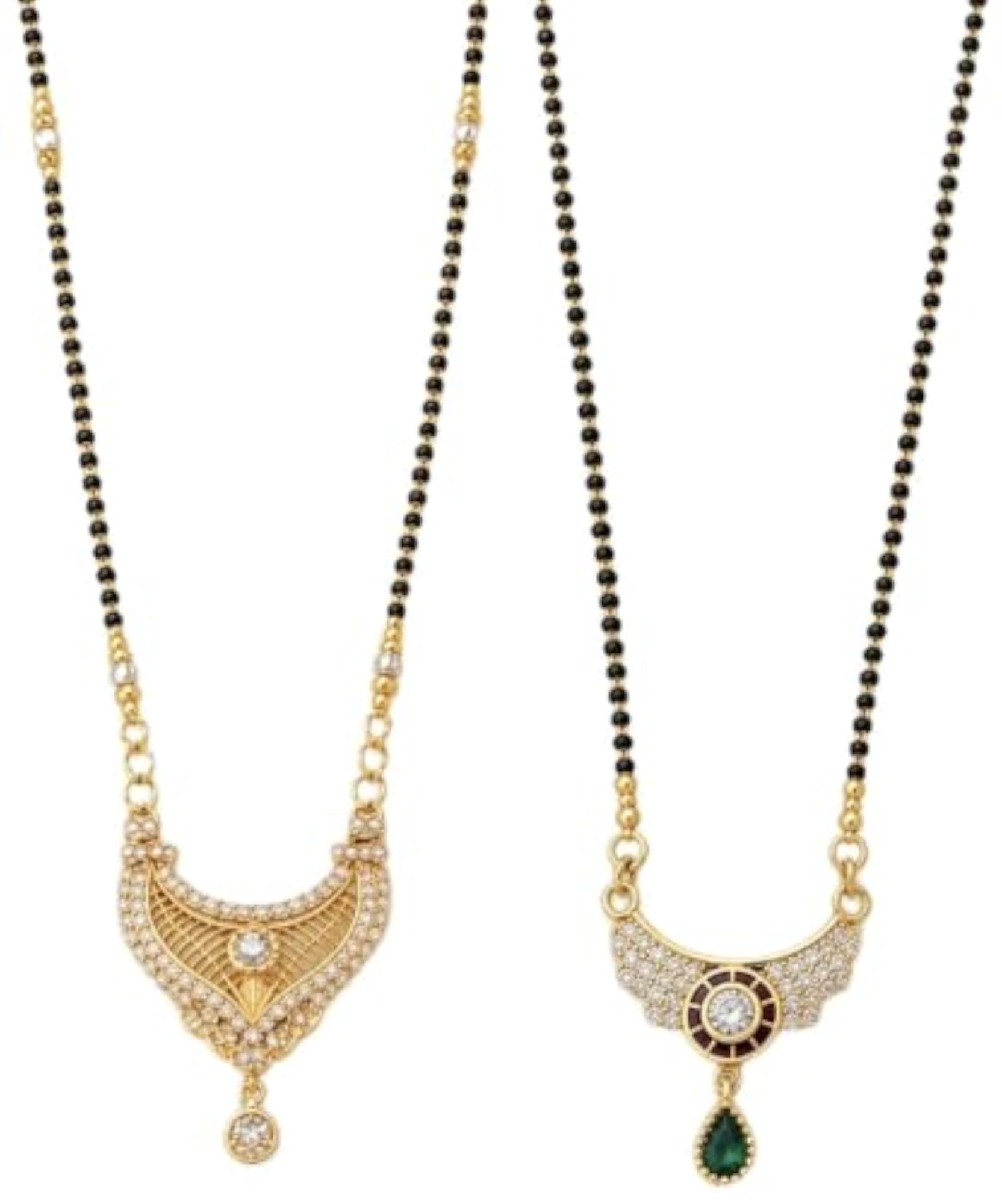 Women's Premium Elegant American Diamond Studded Mangalsutra Combo Set