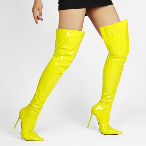 Image of Thigh high boots for women striped Back zipper Burgundy Zebra Print Over the knee Sexy gold white pointed toe Cow Print leopard Magenta stiletto heel