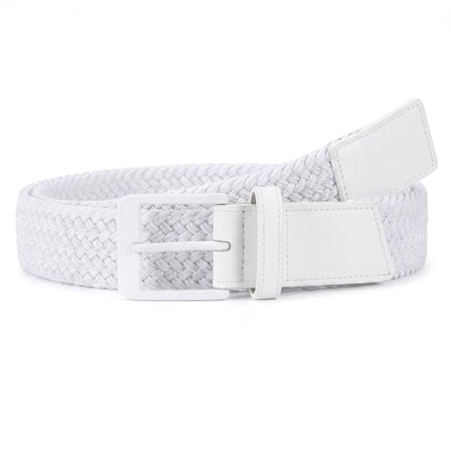 Image of SANSTHS Stretch Braided Golf Belt Breathable No Hole Elastic Woven Belt for Men Women, Ideal Belt for Golf Travel Daily Wear