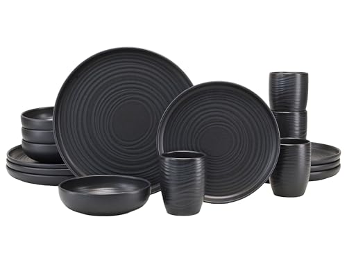 CreaTable, 23860, Serie Uno, 16-teiliges Geschirrset für 4 Personen, Kombiservice aus Steinzeug, spülmaschinen- und mikrowellengeeignet, Made in Europe