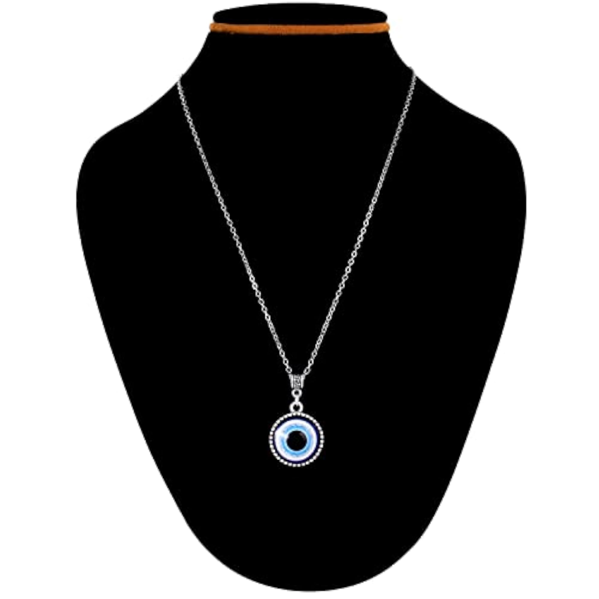 Unisex Silver Plated Evil Eye Pendant Necklace, Stylish Gift