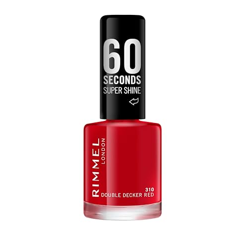 Rimmel 60 Seconds Super Shine Nail Polish Quick-Dry Nail Polish Ultra-Shiny Finish Easy to Apply Vibrant Colour Long-Wearing Clean and Improved Formula Vegan 8ml