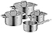 Produktbild WMF Comfort Line Topfset Induktion 4-teilig, Induktions Töpfe Set, Kochtopf Set mit Glasdeckel, Cromargan Edelstahl mattiert, Skalierung, Töpfe Set stapelbar, unbeschichtet