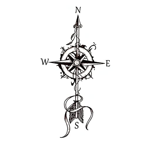 Simply Inked Compass Temporary Tattoo Pack of 5, Size: 5