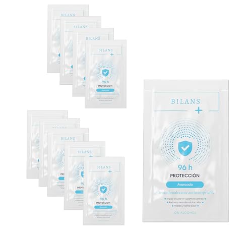 Pack10 sachet BILANS+ Crema Desodorante Antitranspirante, 96 Horas de Protección Avanzada