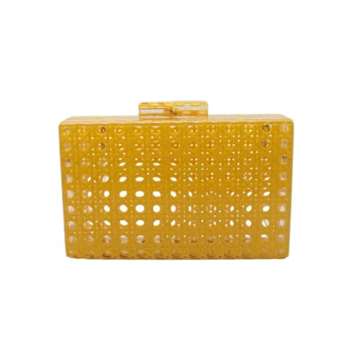 Image of RomanticDesign Women Acrylic Handbag Rattan Woven Pattern Square Box Crossbody Handbag Shoulder Bag Chain Purse