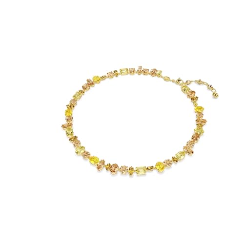 Swarovski Gema Tennis necklace, Mixed cuts, Yellow, Gold-tone plated2