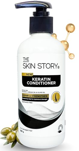 The Skin Story Sulphate Free Conditioner for Coloured & Treated Hair | Repair Split Ends & Damaged Hair | Keratin Conditioner for Women and Men | For Frizzy, Dry, Shiny Hair | Enriched with Argan Oil | Vitamin E | 250g