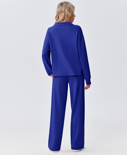 Image of PINSPARK 2 Piece Sets for Women 1 /2 Zip Sweatsuit Loose Fit Sweatshirt Straight Leg Pants 2026 Matching Outfit Fall Tracksuit