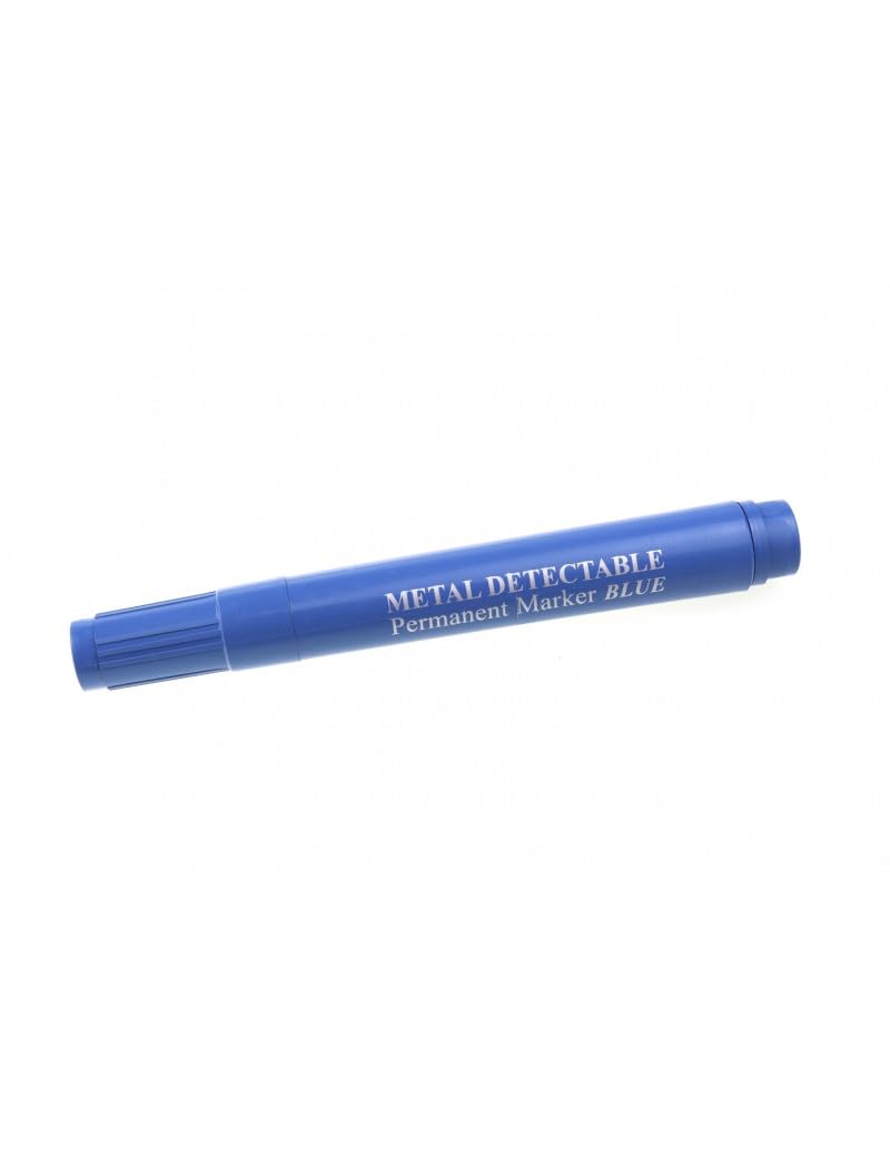 Rotulador permanente detectable, color de la letra seleccionable, sin clip, con capuchón (azul)