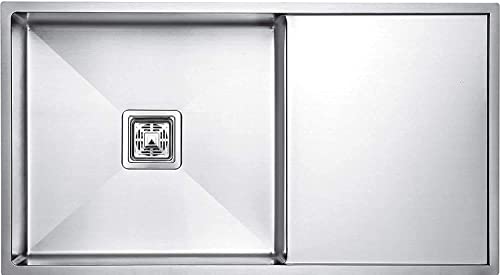 Image of CROCODILE 304 GRADE Stainless Steel Single Bowl Kitchen Sink with Drainboard (Steel Grey, 45 inchx20 inchx10 inch Single Bowl with Drainboard)