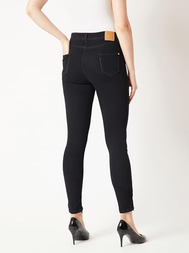 Image of Miss Chase Women's Skinny High Rise Cropped Length Fringe Detailing Stretchable Denim Jeans