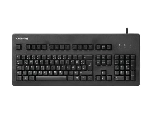 CHERRY G80-3000, Clavier Mécanique Filaire, Disposition Allemande (QWERTZ), Connexion USB, Robuste, Touches Programmables, MX Blue Switches, Noir