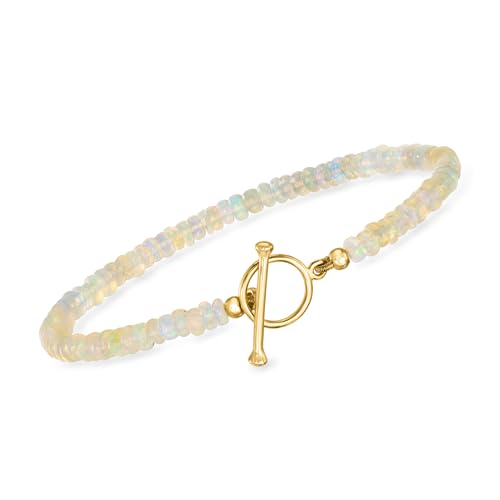Ross-Simons 3.5-4mm Opal Bead Charm-Compatible Toggle Bracelet in 18kt Gold Over Sterling
