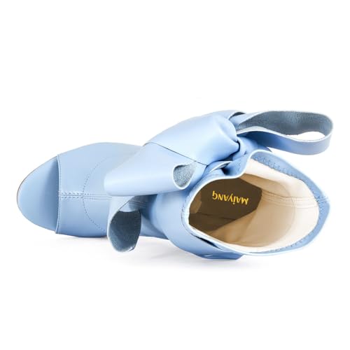 Maiyang Women Open Round Toe Side Bowknot Ankle Boots Pull on Stiletto High Heels Trendy Party Prom Daily Booties Size 4-16 US4