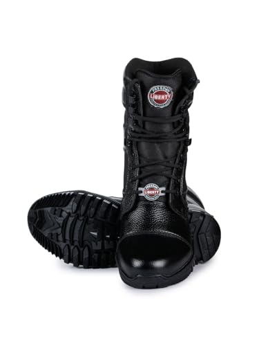 Image of Liberty Freedom Soldier-1 Army Boots for Men - Black Tactical Combat Shoes, Synthetic Leather High Ankle Military Boot, Lightweight PU Sole & Padded Insole for Hiking, Jungle Trekking & Defence