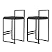 SMALLLOVE Silla de Bar Altos de 2 Piezas, taburetes de Isla de Cocina con Respaldo Cuadrado Negro con reposapiés, banquetas para Comedor, taburetes de Bar para Exteriores de 66 cm