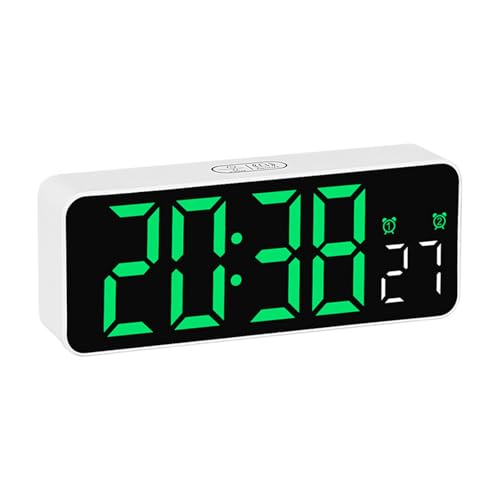 LLHCF Reloj despertador digital con pantalla LED de fecha, temperatura y temporizador, ajuste de brillo, funciona con pilas para mesa de dormitorio