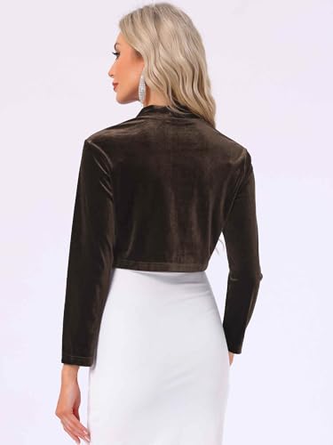 Image of Allegra K Velvet Shrug for Women's Long Sleeve Open Front Cardigan Cocktail Party Cropped Bolero Jacket