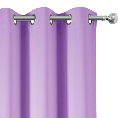 Image of LEMOMO Blackout Curtains 66 x 54 Inch Long Lavender Curtains Set of 2 Panels Room Darkening Curtains for Bedroom and Living Room