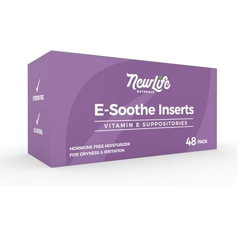 NewLife Naturals Vitamin E Suppositories for Women - Vaginal Dryness Irritation Menopause Atrophy Relief - All Natural Estrogen Free Feminine Care 38IU - 48 Inserts Cover