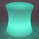 15.7'' LED Light Stool, Rechargeable Drum-Shaped LED Glow Chair 16 RGB Colors 4 Modes with w/Remote Control, Waterproof Lighted Cylinder Seat Table for Indoor Outdoor Garden Patio Pool Party Bar Decor