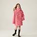 Girls Fleece Jacket Furry Button Down Double Breasted Stand Colar Dress Coat Winter Fashion Warm Soft Peacoat Size 10-12