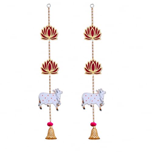 Image of JH Gallery White Pichwai Lotus - Ganesh Chaturthi Decoration Items for Home, Handmade Ganpati Makhar & Mandap Backdrop, Temple & Wall Hanging Decor (24 Inch, Pack of 2)