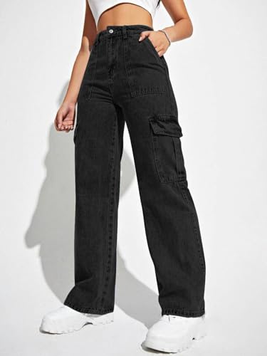 Image of CHKOKKO Women High Rise Denim Solid Regular Fit Jeans