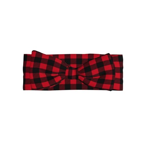 Red Black Twill Stripe Plaid Print Baby Girl Bows Headbands Baby Girls Newborn Headbands Infant Toddlers 0-6 Months