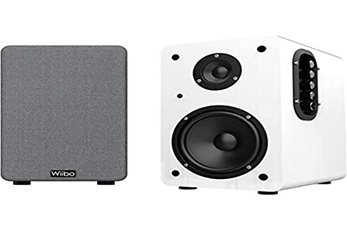 Wiibo Neo 100 - Altavoces Bluetooth Portátiles Vintage - Altavoces Inteligentes HiFi - Altavoces Estantería - Potencia 100W - 250 mm x 180 mm x 300 mm - Color Blanco Cover