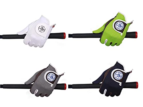Simple Symbol Men's Raingrip Golf Glove Four Pack(One White+One Navy Blue+One Green+One Grey) Four Color Combinations,Each Color One,Hot Wet Weather Comfort, Left Hand Right Hand(S,Right) #TOP3