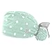 Mint Green White Polka Dot Working Caps with Buttons, Long Hair Scrub Hats Ponytail Holder for Women Multicolor One Size