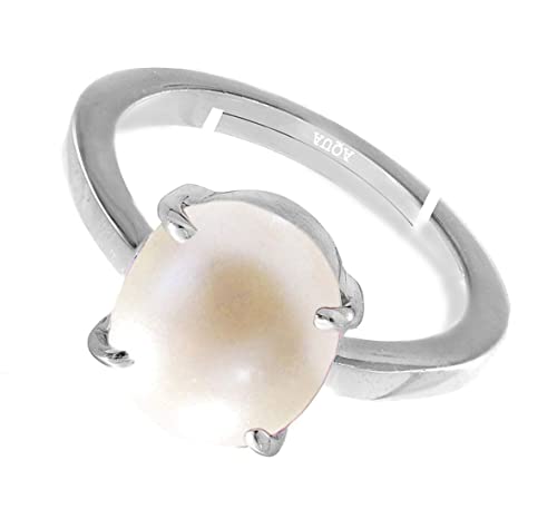 Image of Pearl /Moti 7.25 Ratti or 6.5 Carat Astrological Certified Natural Gemstone bis Hallmark 925 Sterling Silver Adjustable Ring for Unisex - 2vslaq4725