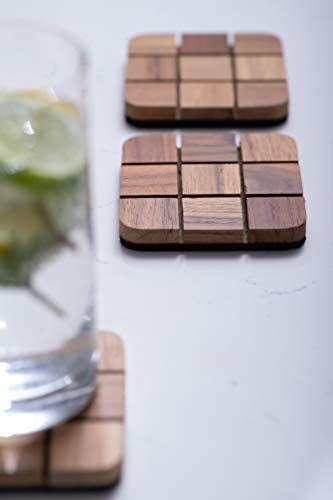 Porta Copos de Madeira - 4 Peças