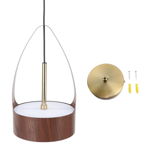 Lustre LED en fer forgé et grain de bois pour un éclairage de plafond chic