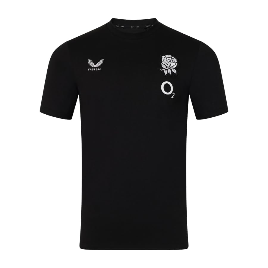 Castore England Rugby Men's Off Pitch Tee, Black, 3XL