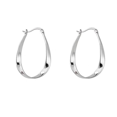 1 Pair Minimalist Toned Oval-Shaped Hoop Earrings | Trendy Fashion Accessories for Women | Timeless and Versatile for Daily Wear and Special Occasions